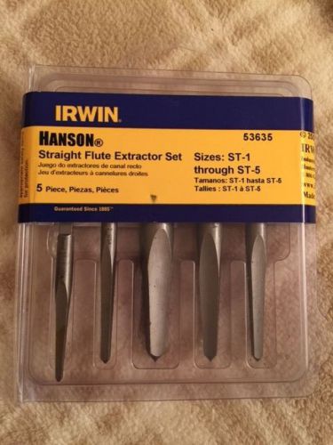 Irwin 53635 5 pc Easy Out Screw Straight FLUTE Extractor Set New SEALED