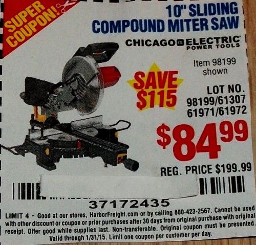 10&#034; sliding compound saw &#034;coupon only&#034; for sale