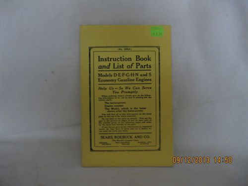 Sears Roebuck Model D-E-F-G-H-N-S Economy gas engines Instructions &amp; Parts list