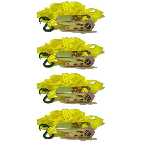 4pc 1&#034;X15&#039; Ratcheting Tie Down Cargo Straps Hauling Moving Truck Bed Motorcycle