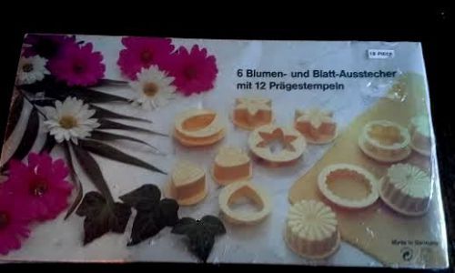 Flower &amp; Leaf Cutters with  Embossed Stamps. 18-Pieces. German by Thermohauser