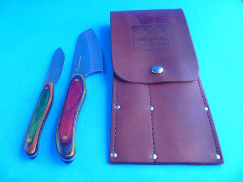 New West KnifeWorks Fusion Wood - 2 Knife Set - in Leather case Made in U.S.A.