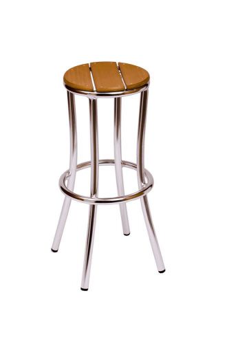 New norden commercial outdoor aluminum teak backless bar stool for sale