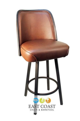 New gladiator commercial brown bucket bar stool w/ pvc edge &amp; black base for sale
