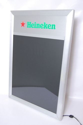 Heineken Brushed Aluminum Lighted Beer Sign Menu Board for Parts or Repair