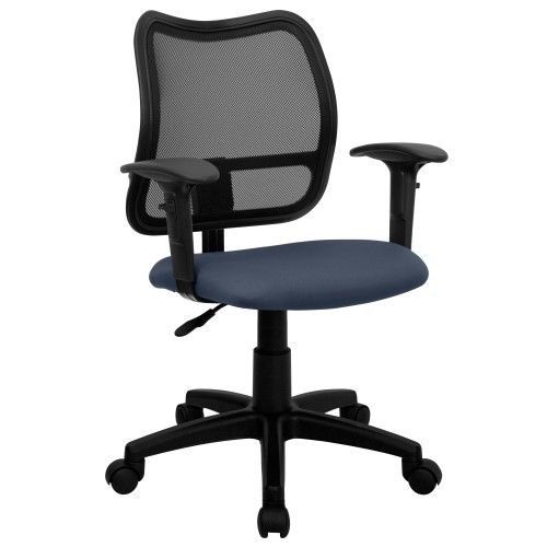 Flash Furniture WL-A277-NVY-A-GG Mid-Back Mesh Task Chair with Navy Blue Fabric