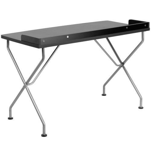 Flash furniture nan-jn-2116-bk-gg black computer desk with silver frame for sale