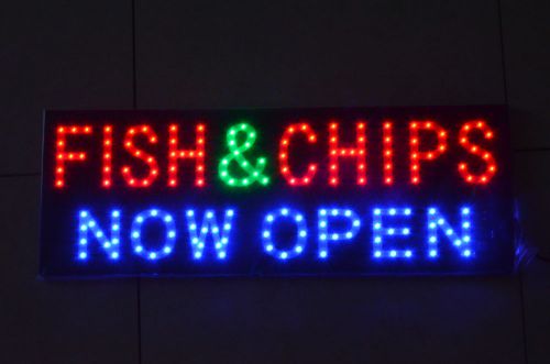 &#039;FISH &amp; CHIPS NOW OPEN&#039;&#039; LED Sign (NOW OPEN FLASHES)