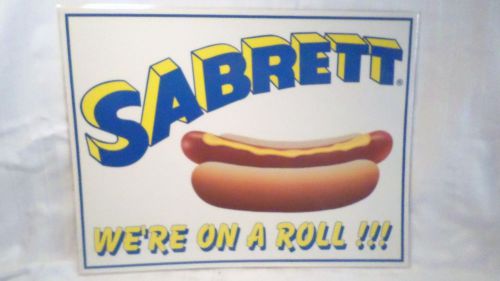 Vintage Laminated SABRETT We&#039;re on a Roll!!! Hot Dog Sign 17 x 13 1/8&#034;