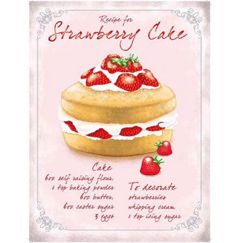 Strawberry Cake Retro Metal Sign