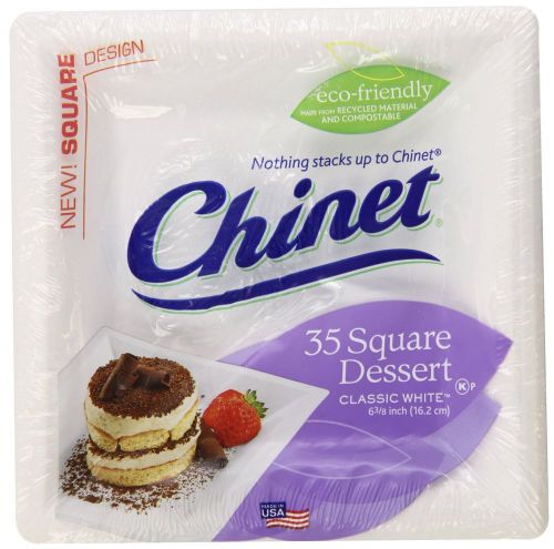 NEW Chinet Classic Dessert Plate, White, Square, 6-3/8 Inch, 35 Count