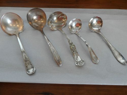 Vintage Silver Plated Silverware Flatware Craft Lot of 10 Assorted Gravy Ladles