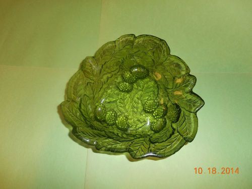 Vintage indiana Glass Loganberry Green Triangle Candy Dish