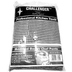 Challenger Extra Large Black/White Chefs Pants w/Elastic Waste. Sold as Each