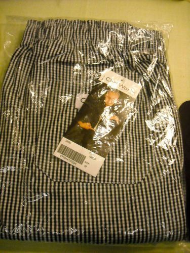 Chef Works Designer Clothing Basic Baggy Pants Black &amp; White Size M New