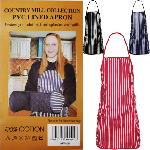 100% COTTON OVEN MITT OR PVC LINED STRIPED BUTCHERS APRON KITCHEN COOKING BIB