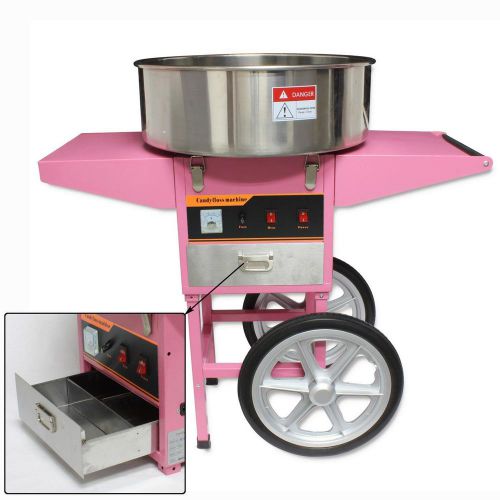 New electric 1050w commercial cotton candy floss supply machine maker cart for sale