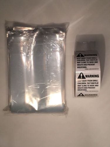 100 5&#034; x 3&#034; X 15&#034; Clear Poly Bags 2 Mil For FBA - Free Suffocation Labels