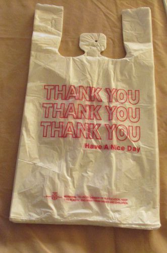 PLASTIC T-SHIRT BAGS LOT OF 100 STORE SHOPPING BAGS TAKEOUT THANK YOU BAGS