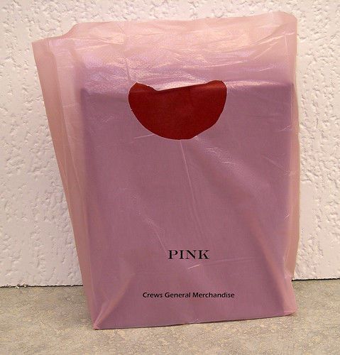 100 PINK Plastic Merchandise Shopping Bags 7&#034;x3&#034;x12&#034;