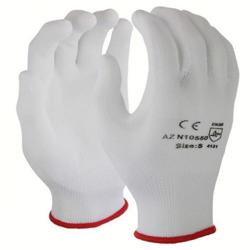 48 Pairs Nylon Industrial Gloves w/ White Polyurethane (PU) Coating S, M, L, XL