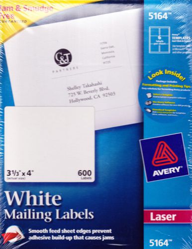 600 Avery 5164 Mailing Shipping Labels 3-1/3&#034; x 4&#034;  fit avery 8164/5264 ...