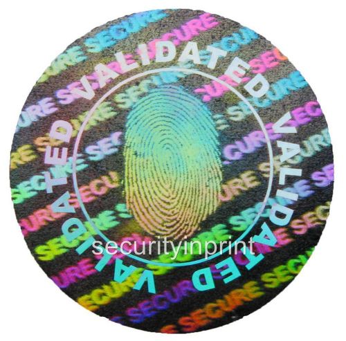 294 &#034;FINGERPRINT&#034; &#034;VALIDATED&#034; Hologram Security stickers labels 20mm C20-1S
