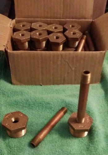 Brass bushings 3/4&#034;x1/8 &#034;  and nipples 1/8&#034;x3&#034; lot of 20 for sale