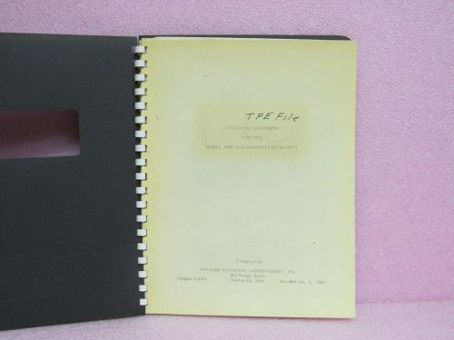 Manual For Systems Research Lab 259F Multi-Mode Filter Unit Oper. Man. w/Schem.