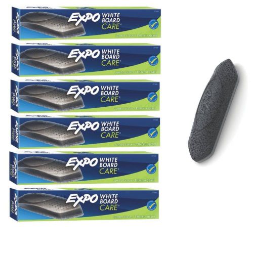 6 Pack Jumbo Expo White Board Dry Erase Washable 9 1/2&#034; Curved Handle Erasers