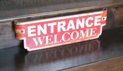 Old Distressed Lk 3D ENTRANCE WELCOME Metal Sign Home Theater Rec Room Garage