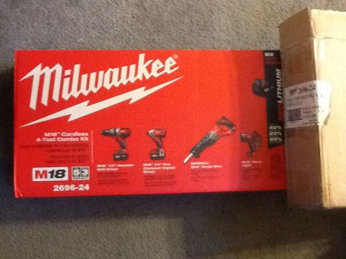 Brand new!! milwaukee m18 cordless 4 tool combo kit, model# 2696-24 for sale