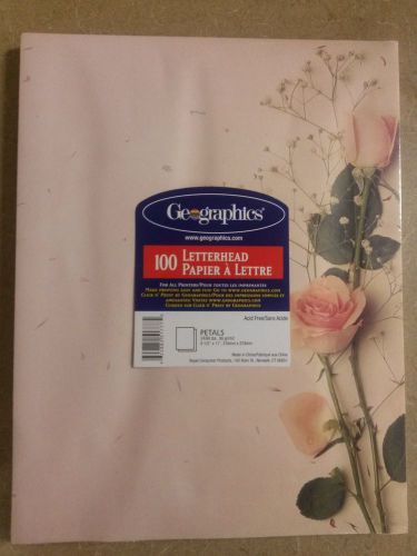 Geographics Design Paper,Petals, Peach Roses, 24lb, Letter,100 Sheets, Acid Free