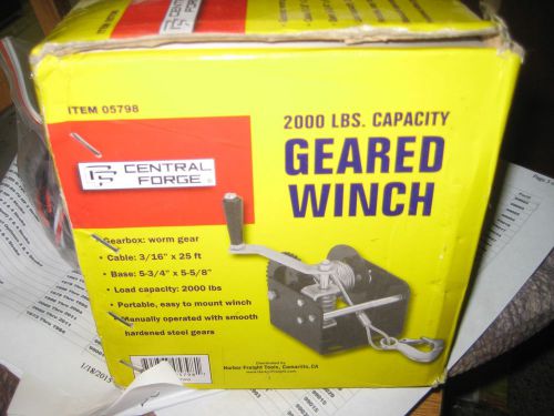 2000 LBS Hand Winch Worm Gear 1Ton Capacity 40:1 Ratio  Mount Truck Boat Winches