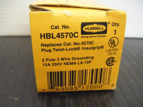 HUBBELL HBL4570C PLUG TWIST LOCK 15A 250V 3C