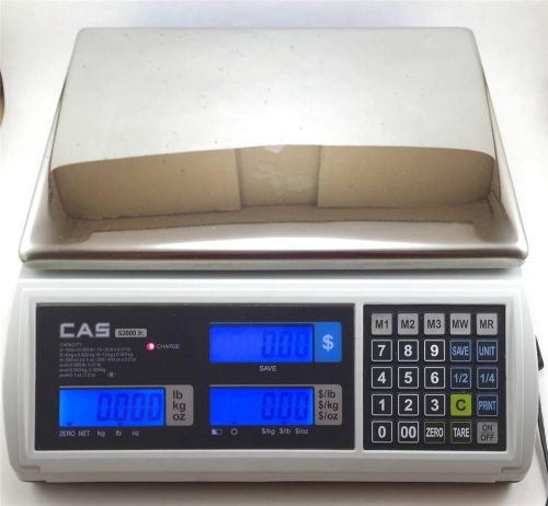 CAS S2000 Jr Price Computing Scale WITH DLP-50 LABEL PRINTER - 30 lb Capacity