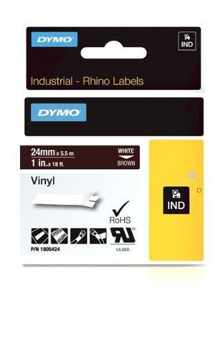 Dymo Rhino White On Brown Color Coded Label - 0.94&#034; Width X 18.04 Ft (1805424)