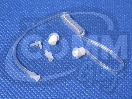 CLEAR COILED ACOUSTIC TUBE WITH EARTIP RADIO EARPIECE HEADSET EARPHONE MIC