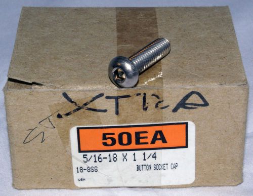 Stainless steel button cap screws (bhcs) 5/16-18 x 1 1/4 (qty 50) for sale