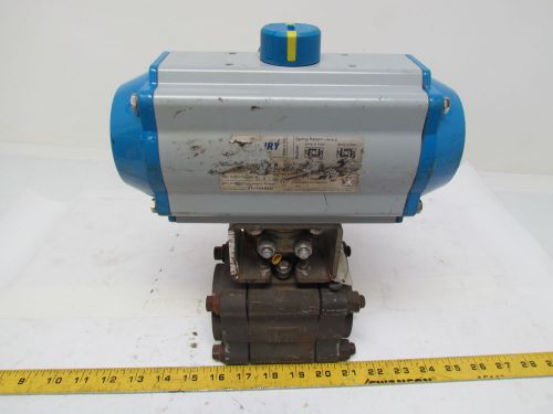 Jamesbury Valve Actuator Mounted To A 1-1/2&#034; WCB 3Pc Socket Welded Ball Valve