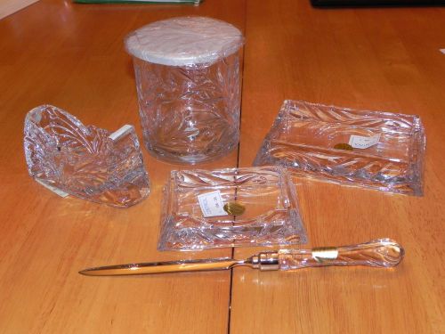 5 Piece Princess House Lead Crystal Desk Set Brand New in Boxes