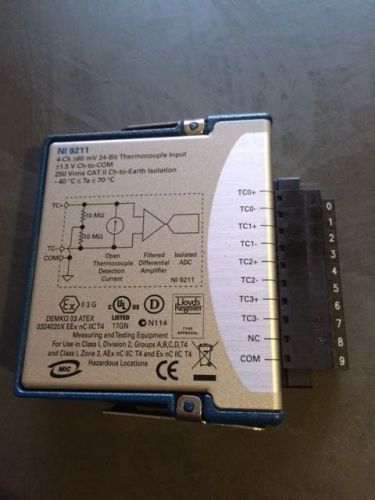 National instruments ni 9211 +/-80 mv thermocouple input, 14 s/s, 4 ch module for sale
