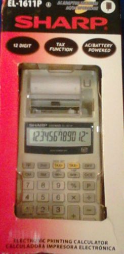 &#034;new&#034; sharp electronics el-1611p hand-held printing calculator w/paper &amp; ac adap for sale