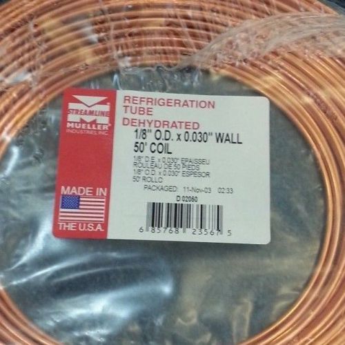 Refrigeration copper tube dehydrated 1/8&#034; x 0.030&#034; wall 50&#039; coil, MADE IN USA