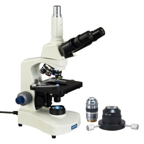 Omax 40-2500x trinocular siedentopf microscope+advanced oil darkfield condenser for sale