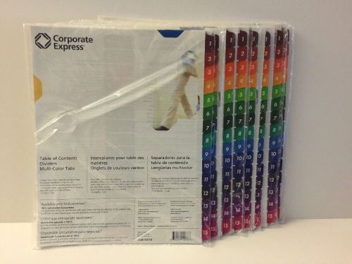 Lot (8) Tabs 1-15 3 Ring Binder Corporate Express Not Avery TOC Multicolored