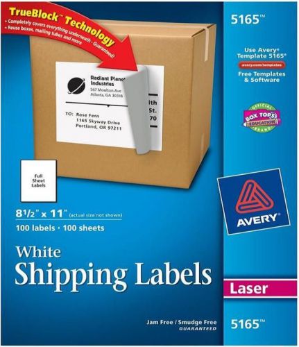 AVERY WHITE SHIPPING LABELS #5165 100 LABELS 100 SHEETS LASER FREE SHIPPING USA