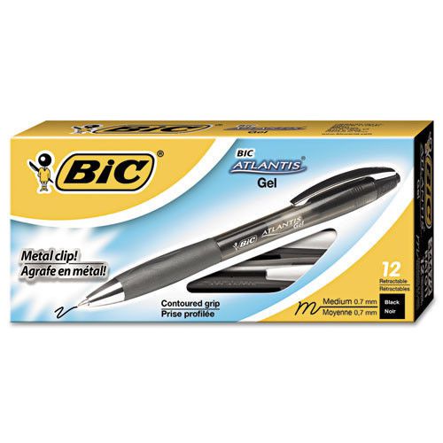 Bic Corporation Atlantis Retractable Gel Ballpoint Pen (Pack of 12) Black