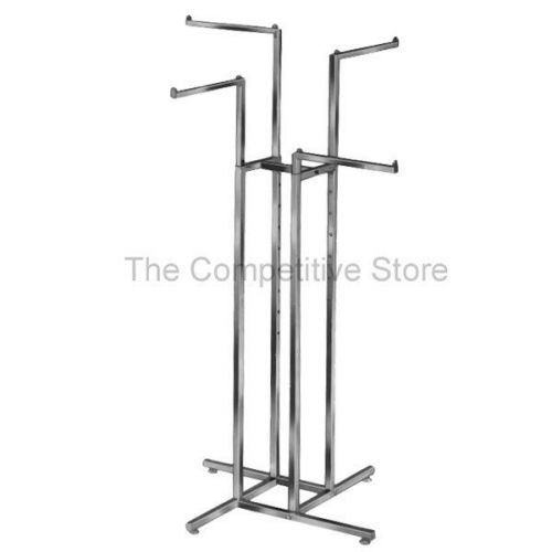 4-Way Clothing Rack Straight Arms - Adjustable - Made Of 1&#034; Chrome Square Tubing