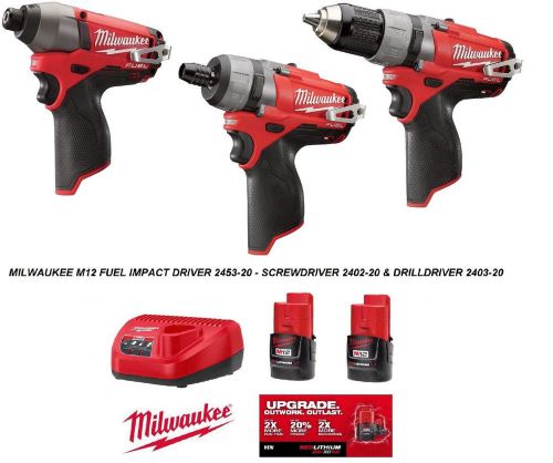 Milwaukee m12 fuel 2453-20 impact driver,2403-20 drilldriver,2402-20 screwdriver for sale